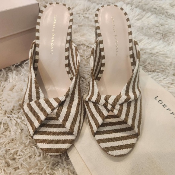 NIB Loeffler Randall Laurel Heeled Sandal in Striped Canvas Size 7.5 - Picture 6 of 11
